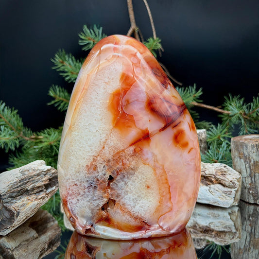 Carnelian with Quartz Freeform | XL 3.55kg Polished Crystal | Large Natural Mineral Statement Piece (#1)
