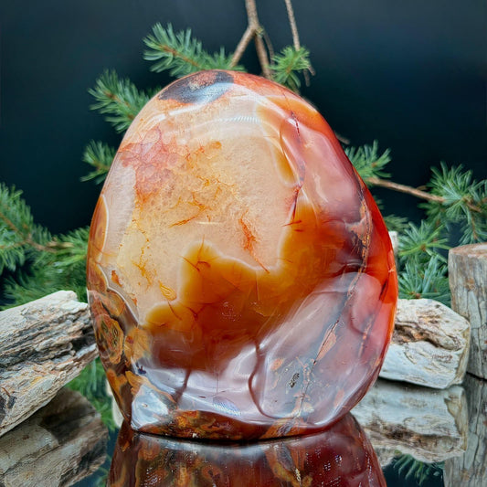 Carnelian with Quartz Freeform | XL 3.68kg Polished Crystal | Large Natural Mineral Statement Piece (#2)