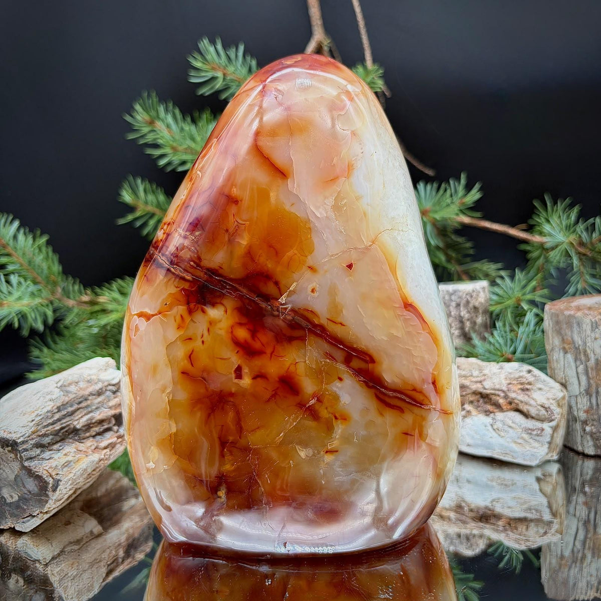 Carnelian with Quartz Freeform | XL 3.55kg Polished Crystal | Large Natural Mineral Statement Piece (#1)