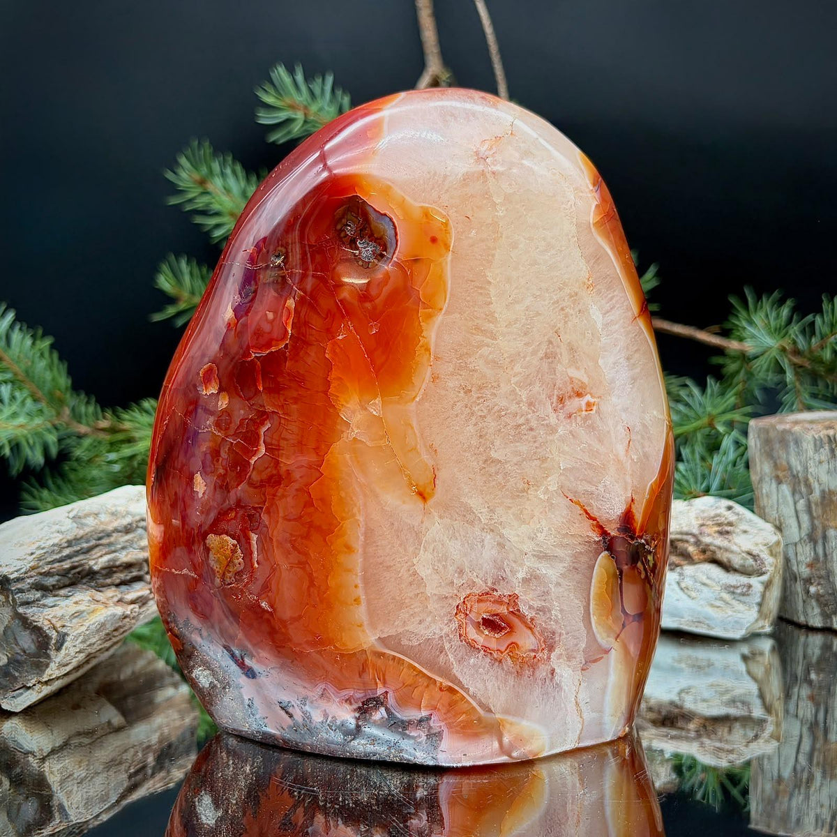 Carnelian with Quartz Freeform | XL 3.68kg Polished Crystal | Large Natural Mineral Statement Piece (#2)