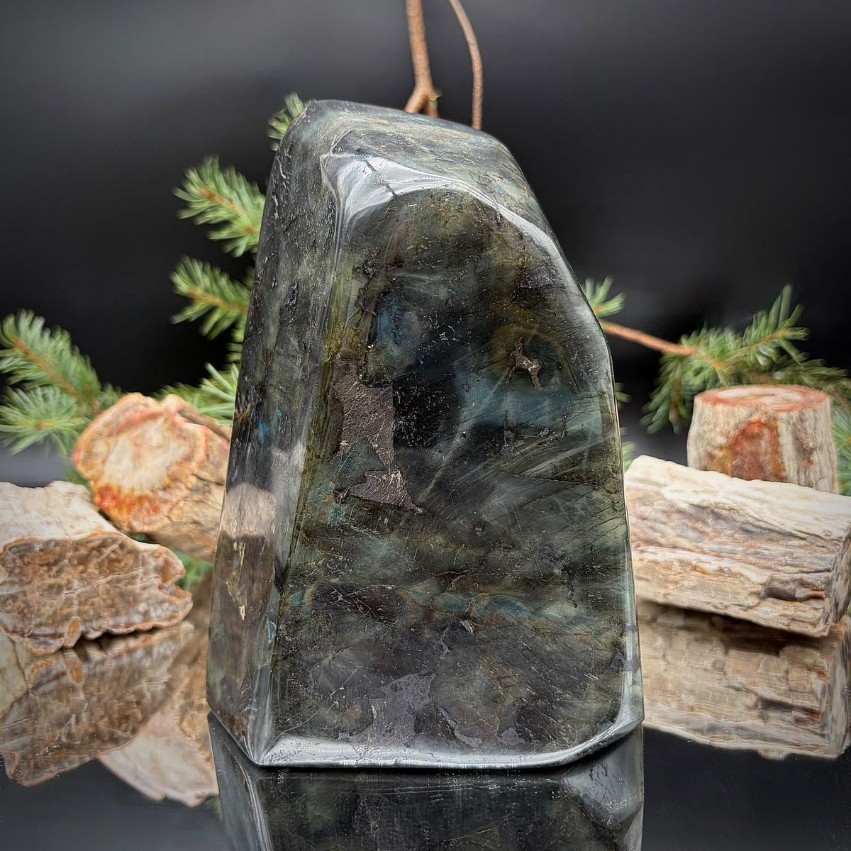 Large Labradorite Peace Symbol Crystal Carving | 2.98kg Rainbow Flash