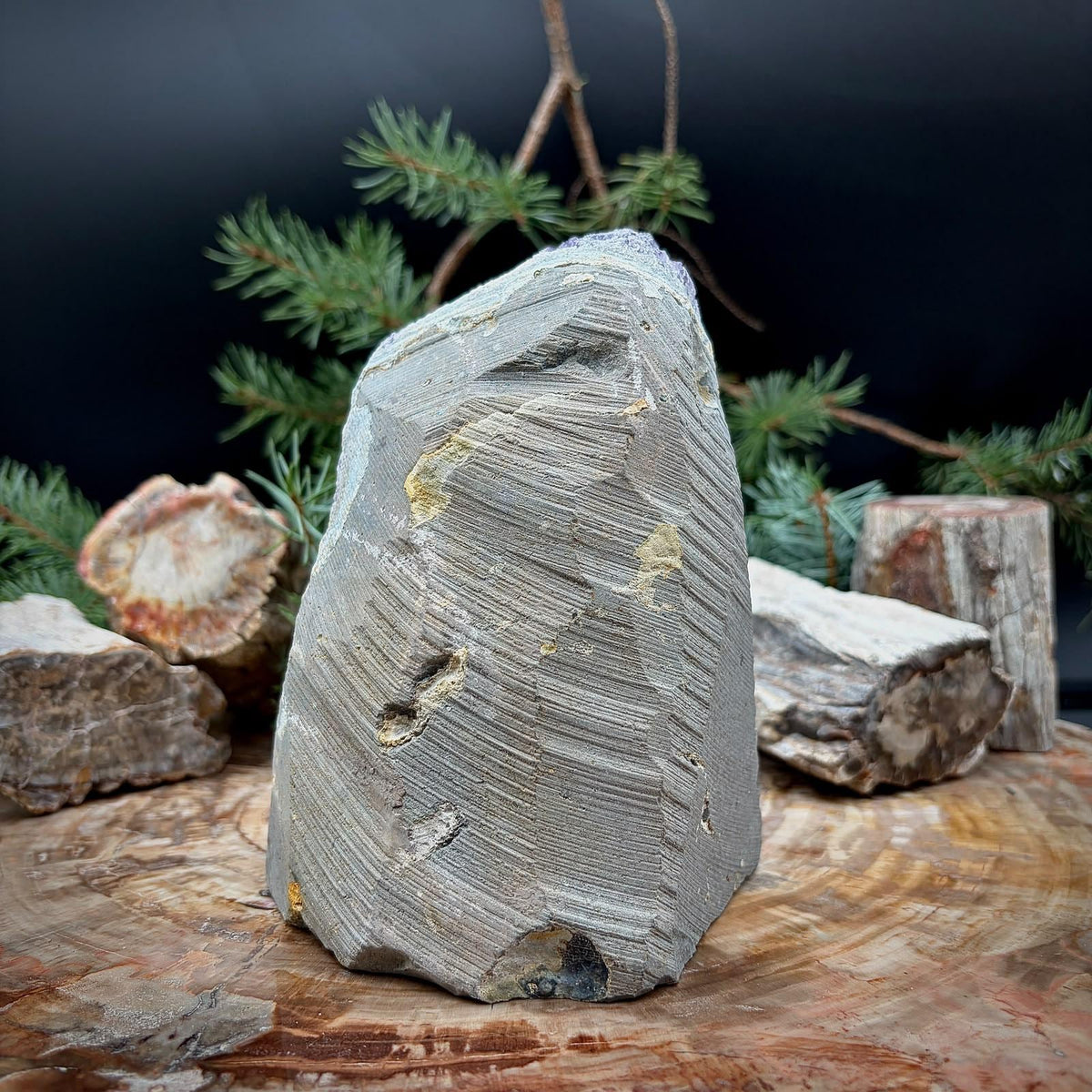 Large Amethyst Crystal Geode Cutbase | Freestanding Crystal Display | ACB8
