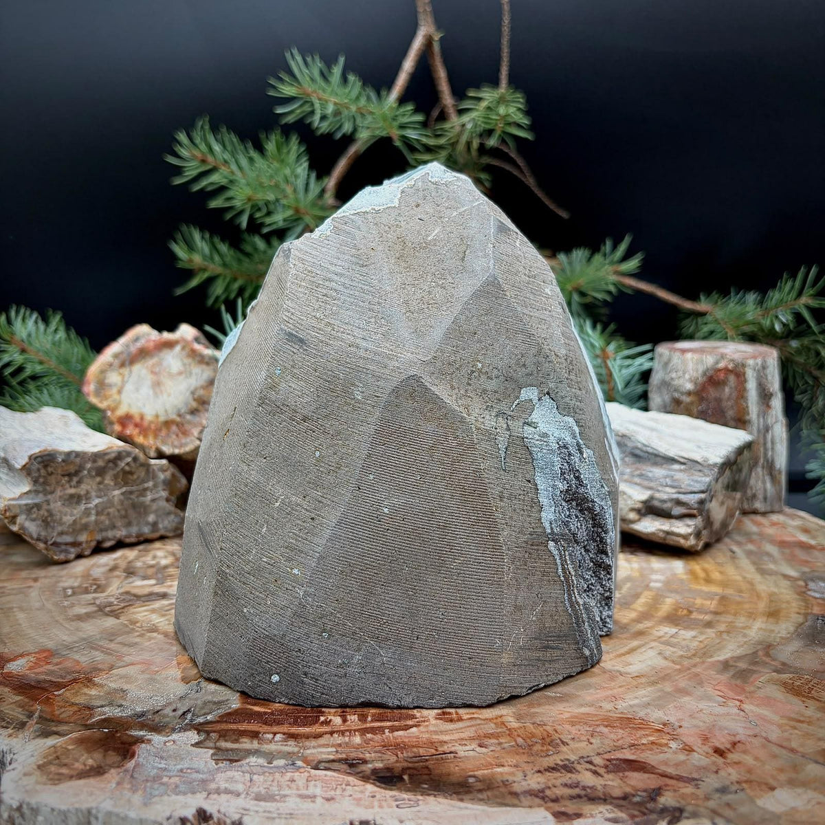 Black Amethyst Crystal Geode Cutbase | Freestanding Crystal Display | ACB18