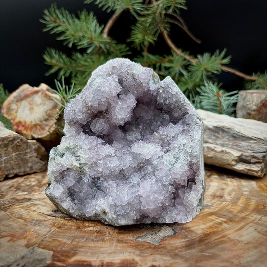 Large Amethyst Crystal Geode Cutbase | Freestanding Crystal Display | ACB23
