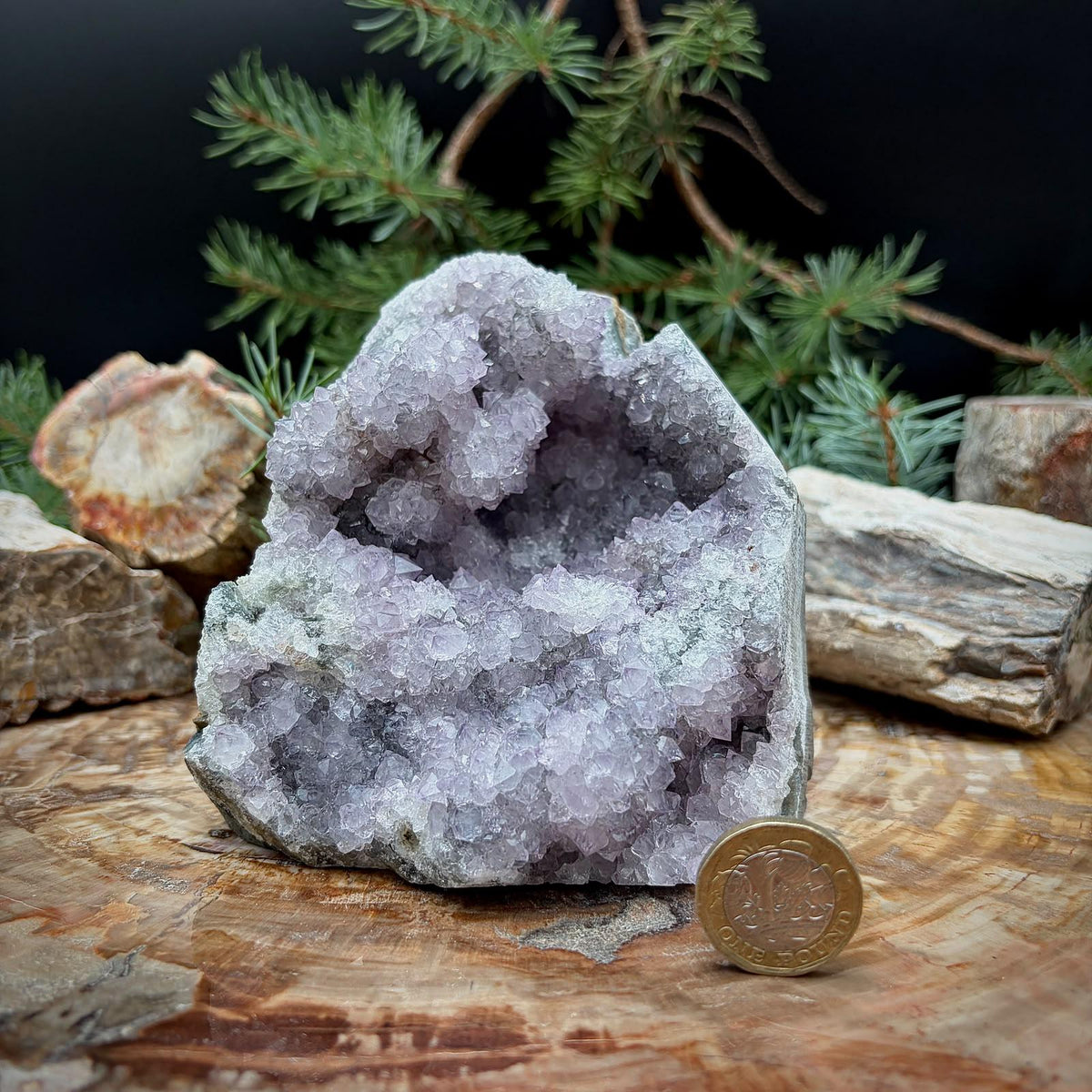 Large Amethyst Crystal Geode Cutbase | Freestanding Crystal Display | ACB23