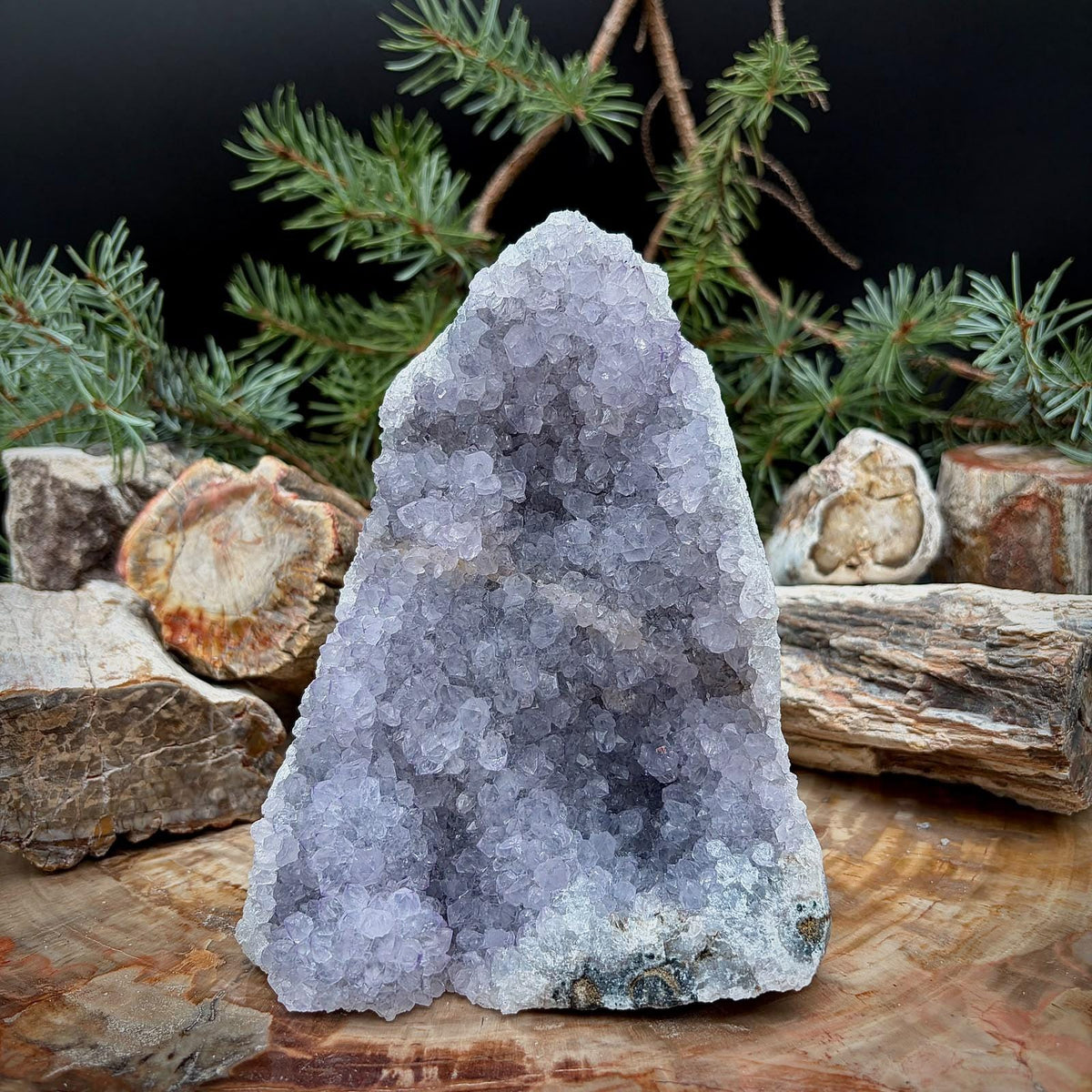 Amethyst Crystal Geode Cutbase | Freestanding Crystal Display | ACB-55