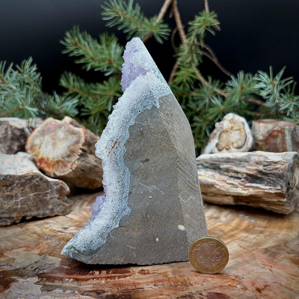 Amethyst Crystal Geode Cutbase | Freestanding Crystal Display | ACB-55