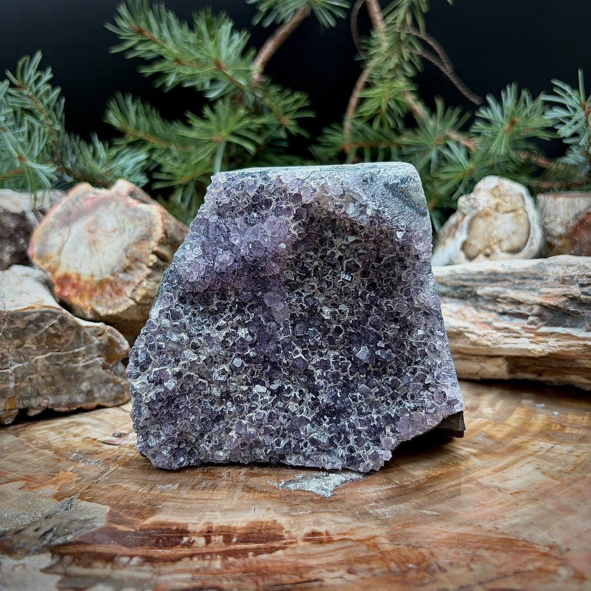 Amethyst Crystal Geode Cutbase | Freestanding Crystal Display | ACB-54