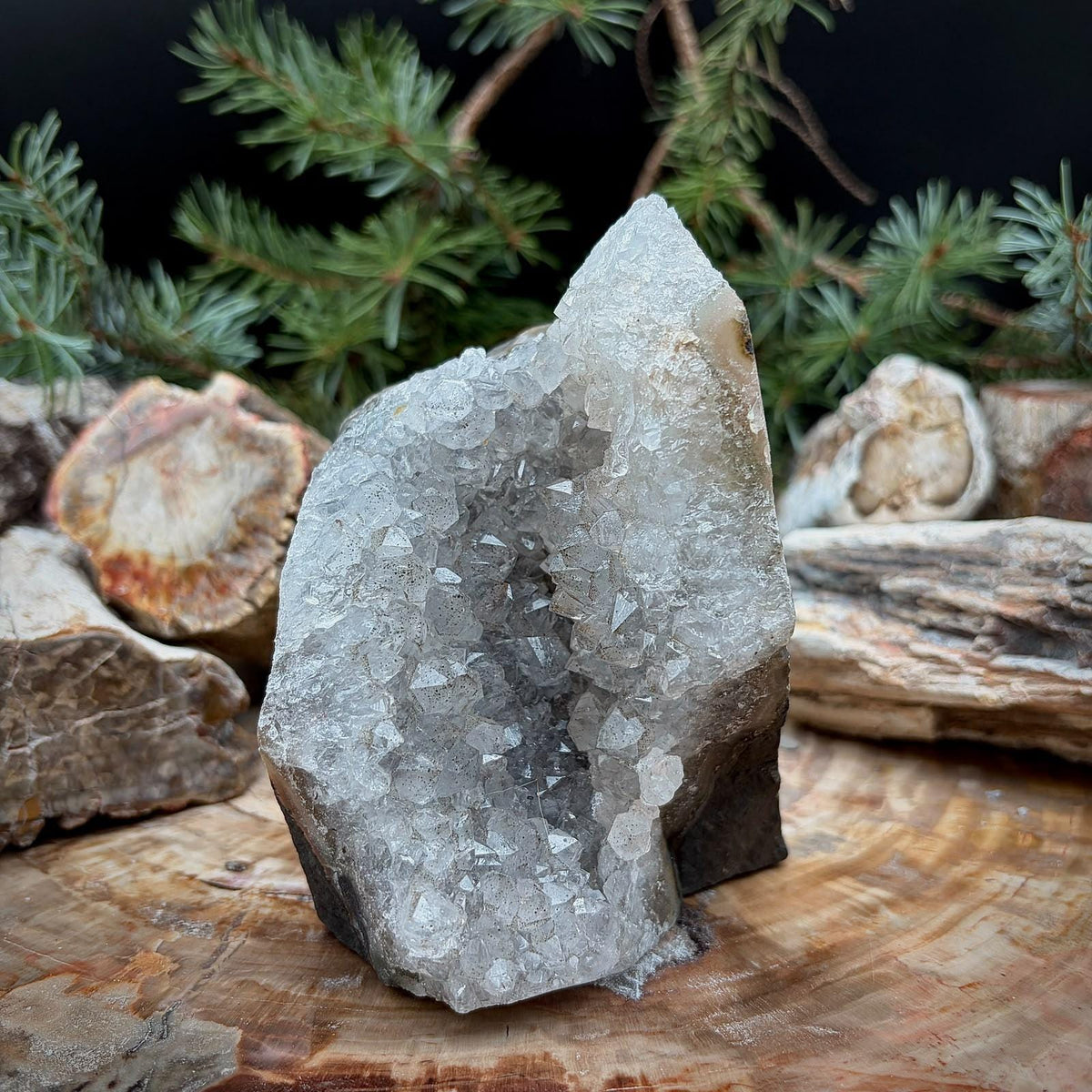 Amethyst Crystal Geode Cutbase | Freestanding Crystal Display | ACB-52