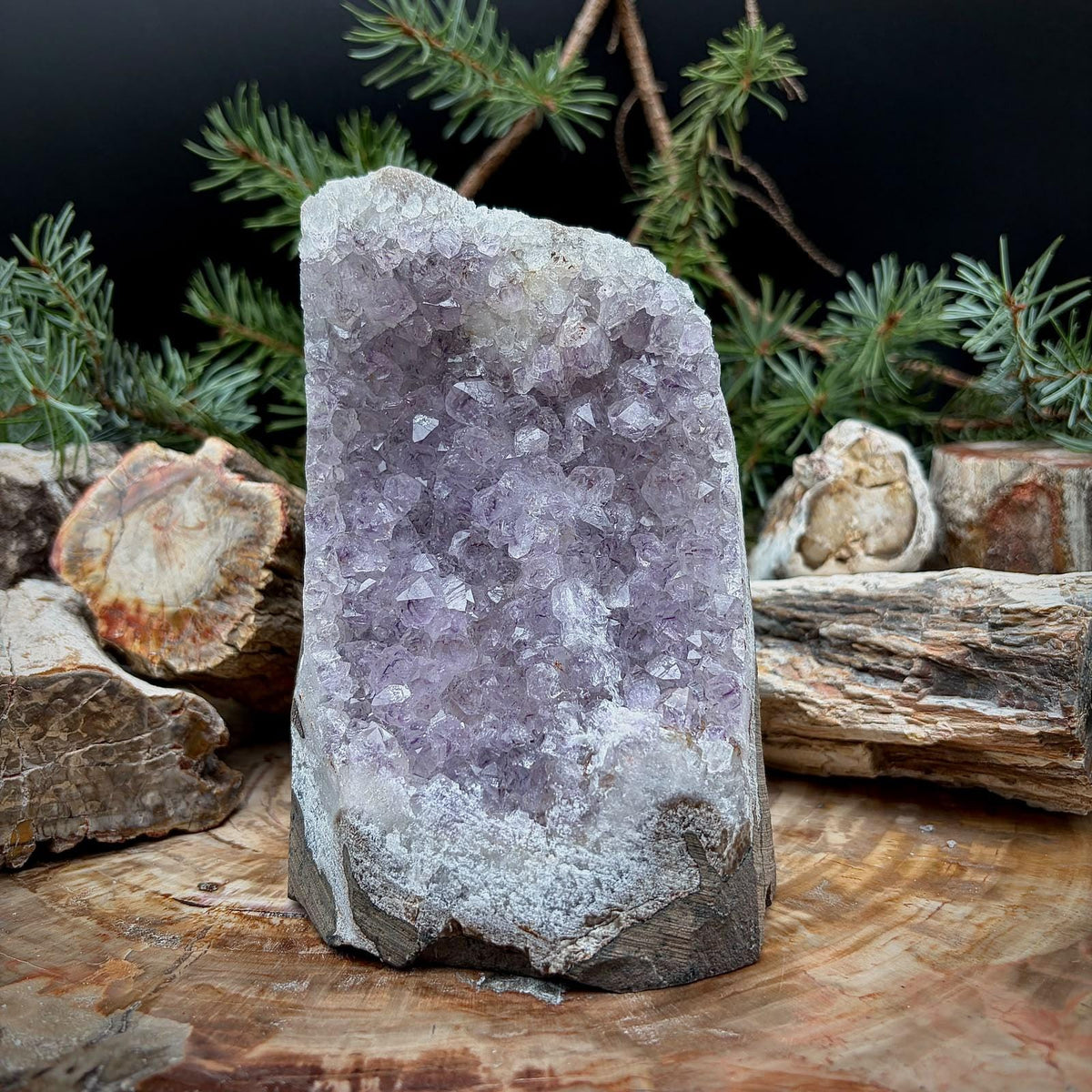 Amethyst Crystal Geode Cutbase | Freestanding Crystal Display | ACB-51