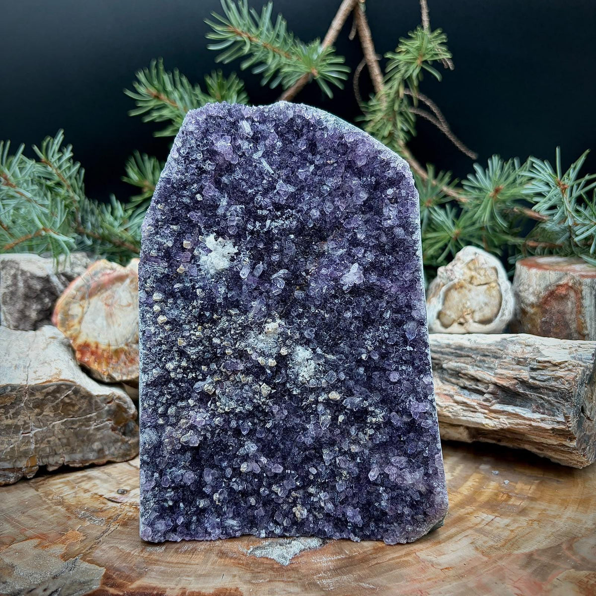 Large Amethyst Crystal Geode Cutbase | Freestanding Crystal Display | ACB-48
