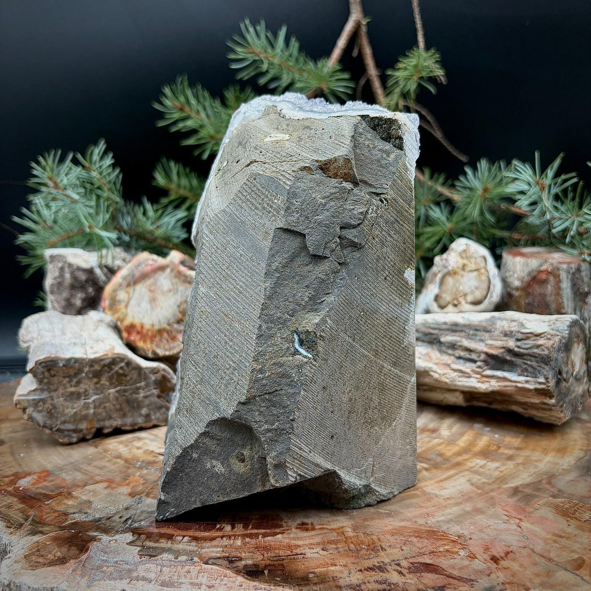Large Amethyst Crystal Geode Cutbase | Freestanding Crystal Display | ACB-47