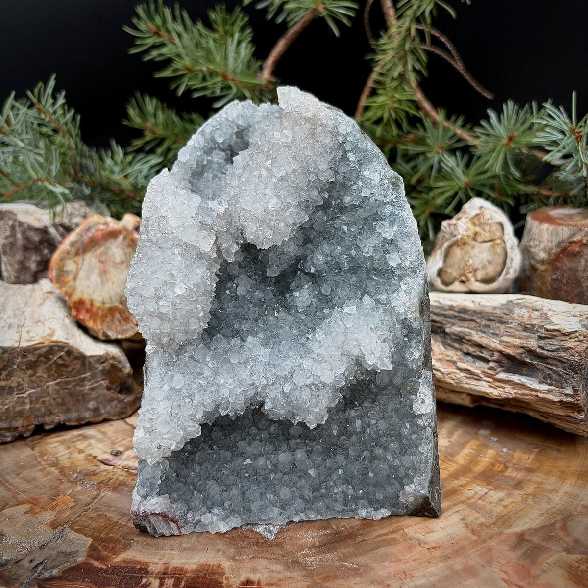 Amethyst Crystal Geode Cutbase | Freestanding Crystal Display | ACB-46