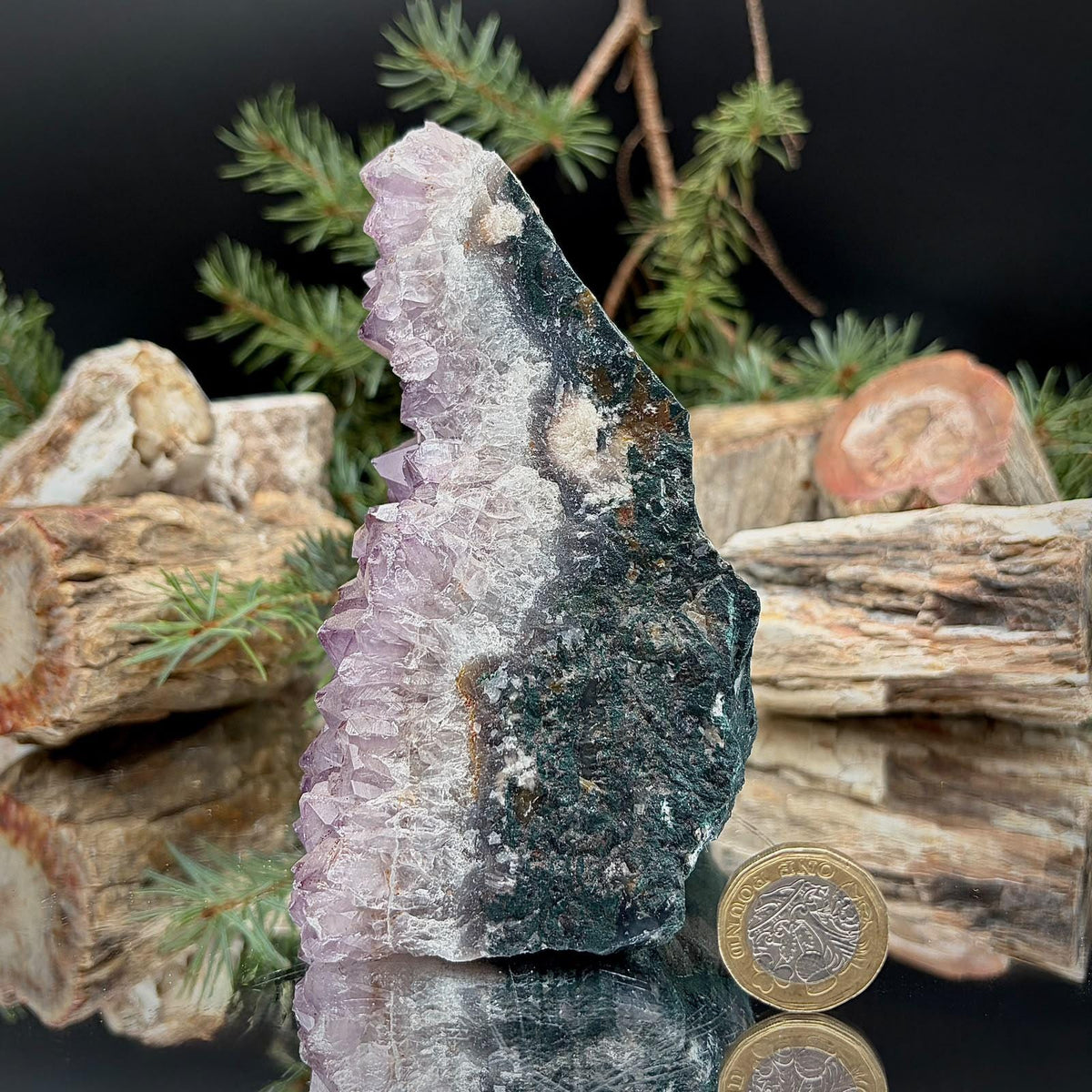 Amethyst Crystal Geode Cutbase | Freestanding Crystal Display | ACB-61