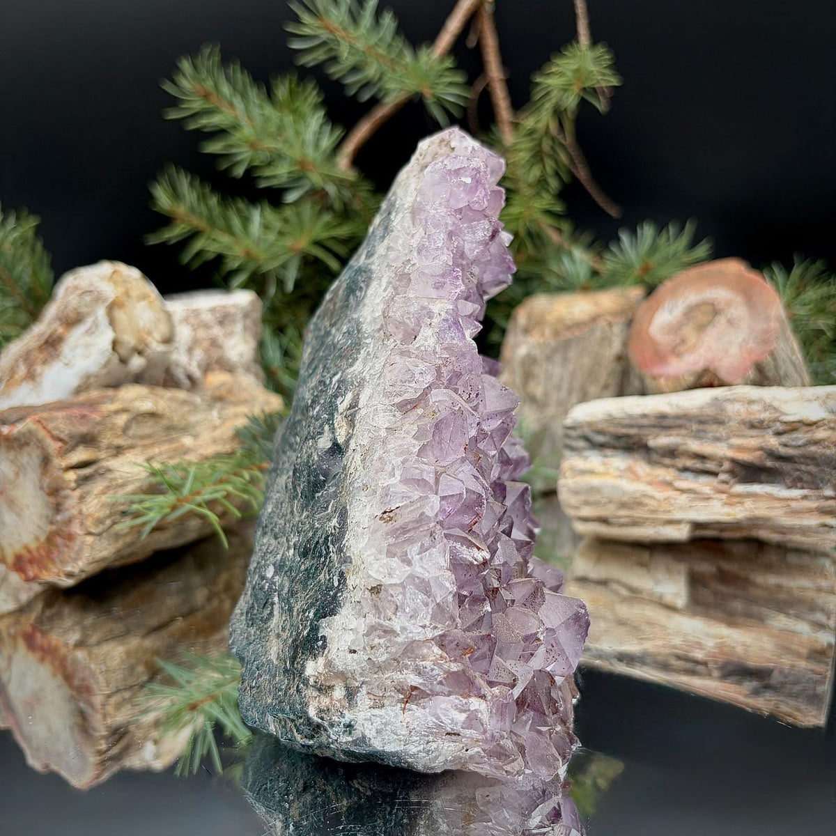 Amethyst Crystal Geode Cutbase | Freestanding Crystal Display | ACB-61