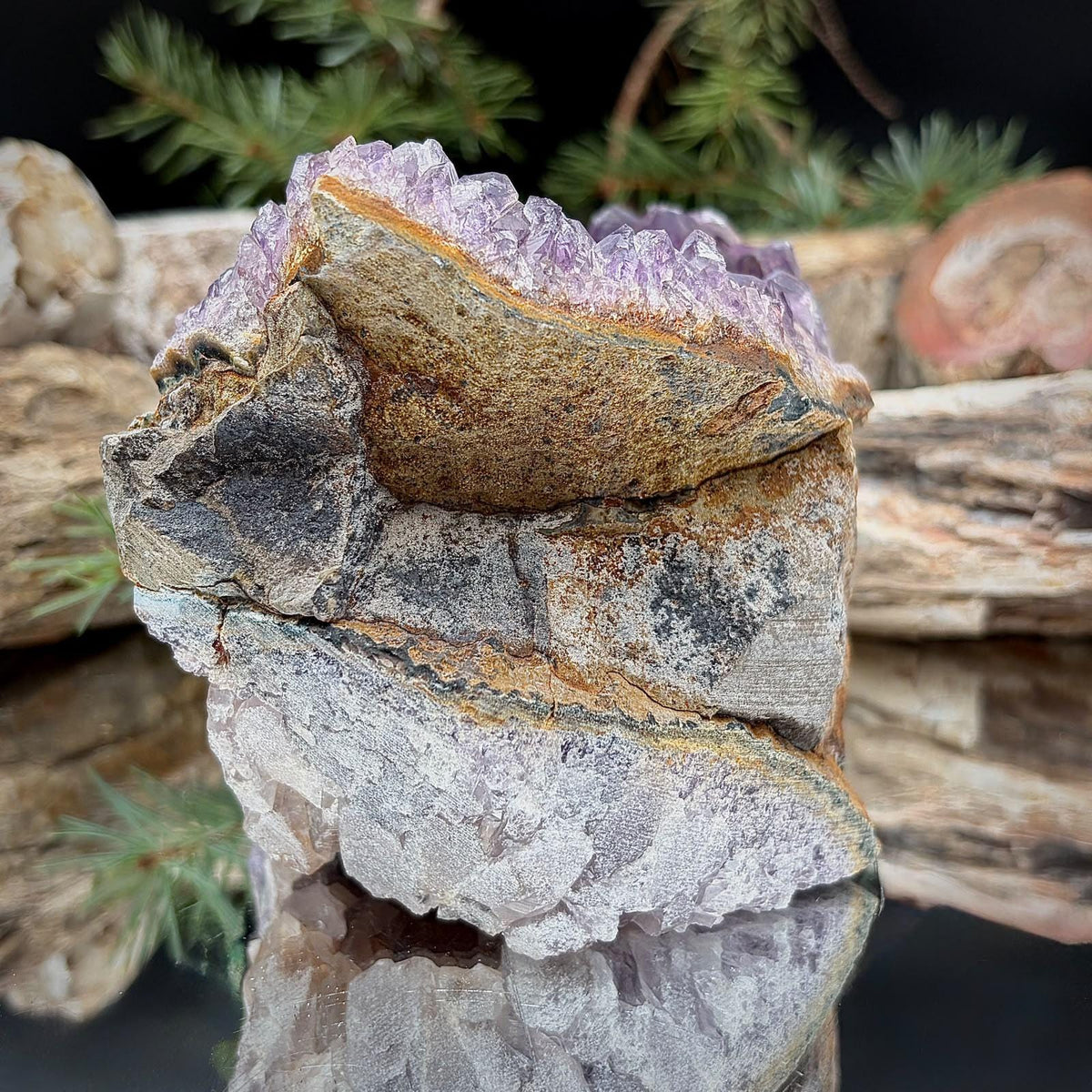Amethyst Crystal Geode Cutbase | Freestanding Crystal Display | ACB-60