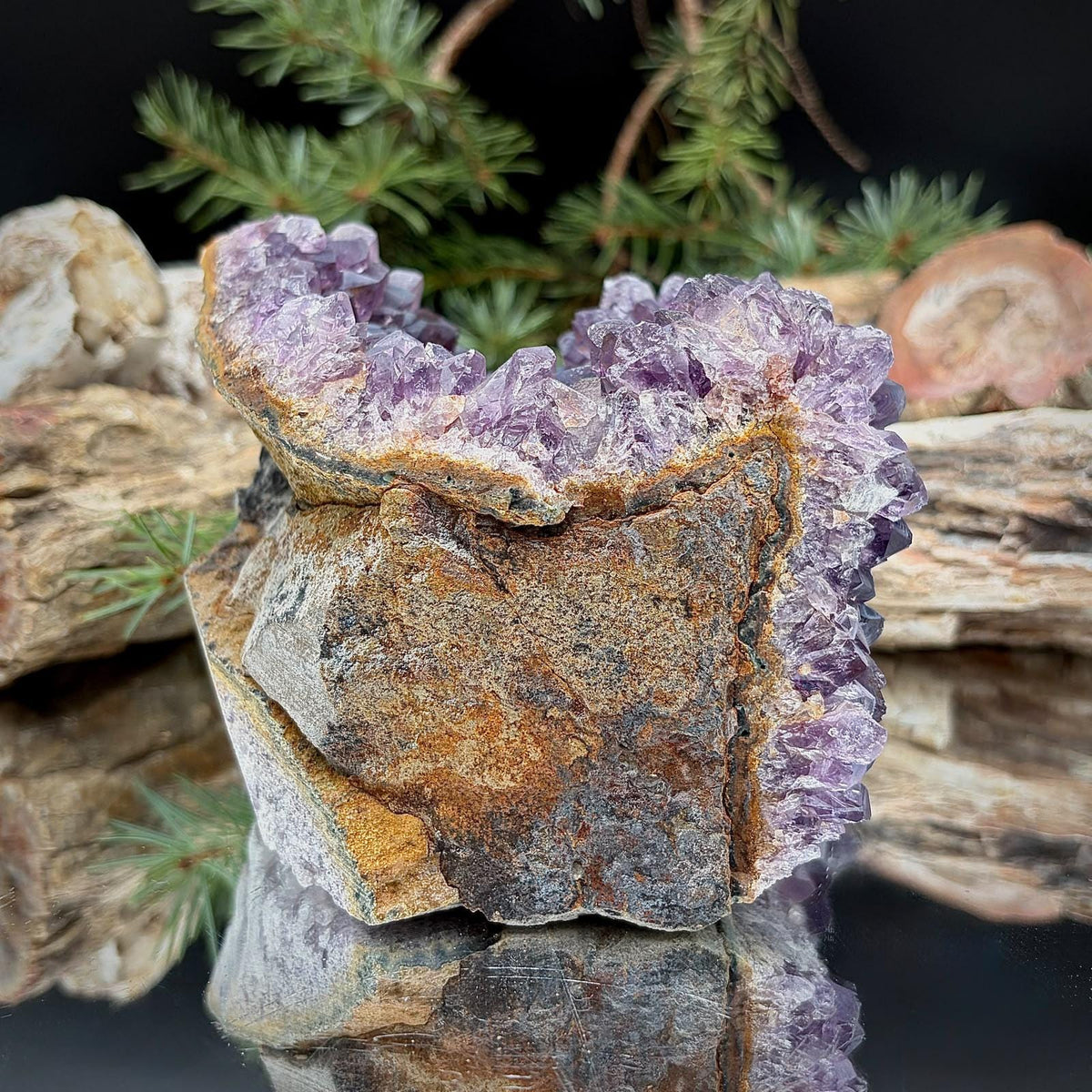 Amethyst Crystal Geode Cutbase | Freestanding Crystal Display | ACB-60