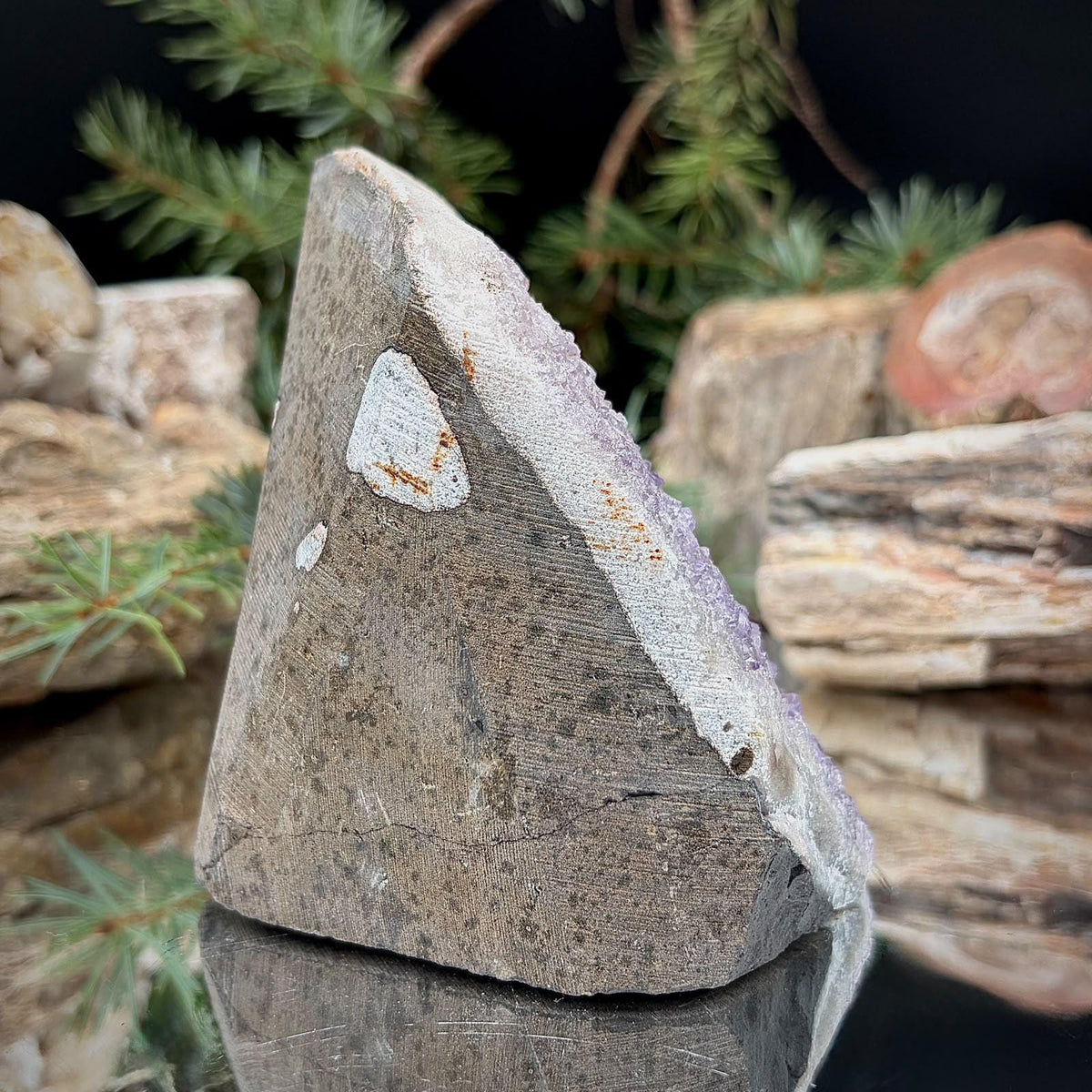 Amethyst Crystal Geode Cutbase | Freestanding Crystal Display | ACB-59