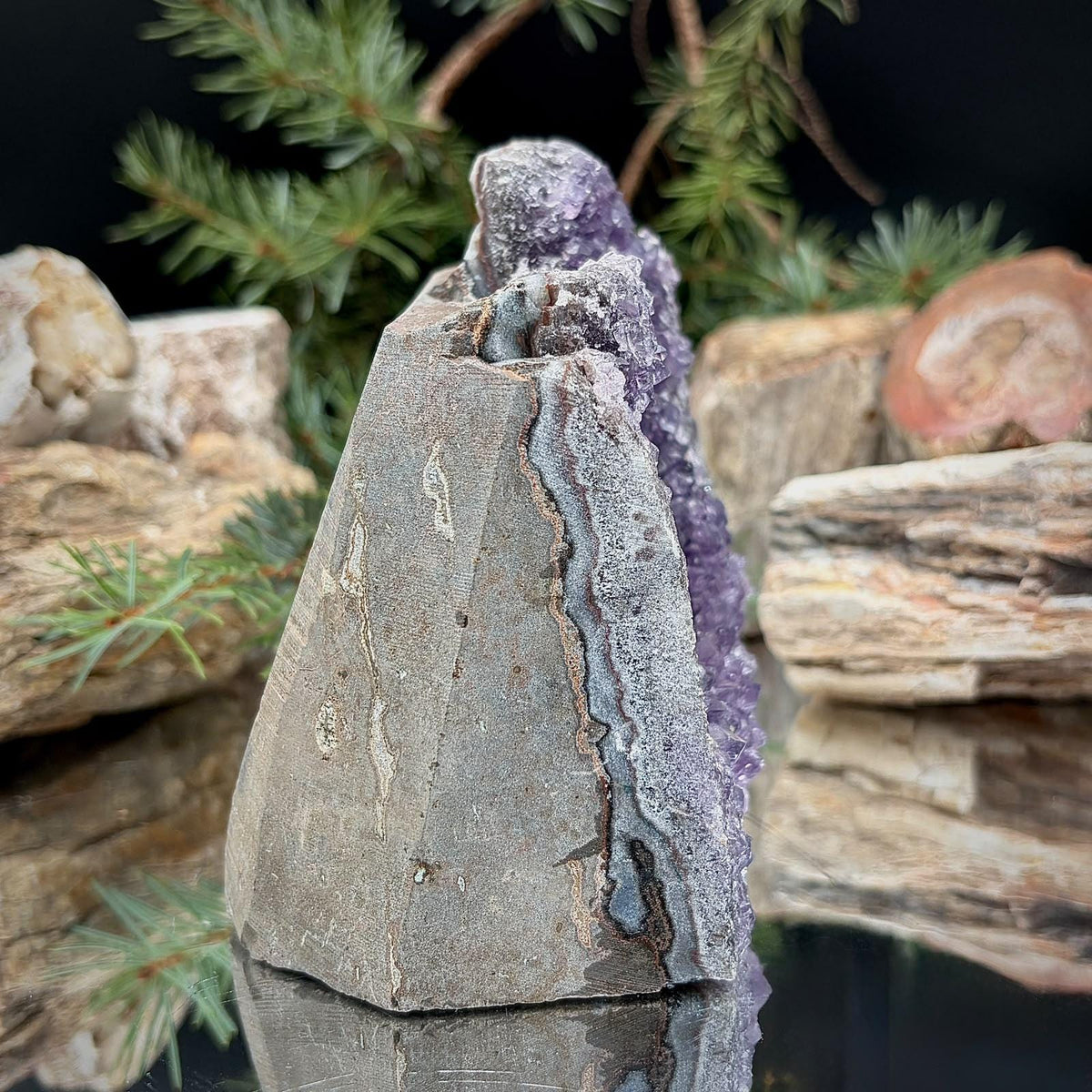 Amethyst Crystal Geode Cutbase | Freestanding Crystal Display | ACB-58