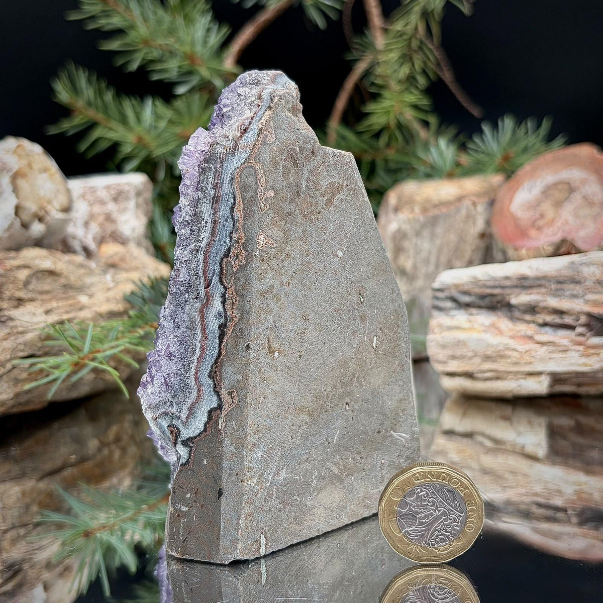 Amethyst Crystal Geode Cutbase | Freestanding Crystal Display | ACB-58