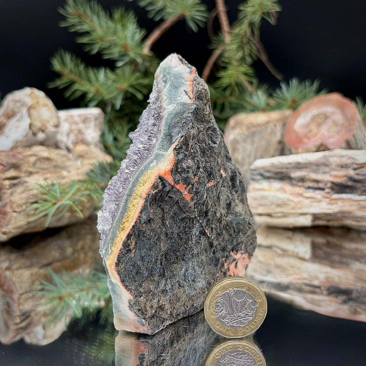 Amethyst Crystal Geode Cutbase | Freestanding Crystal Display | ACB-56