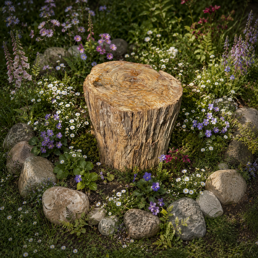 Natural Petrified Fossil Wood Stump / Garden Stool - 134kg