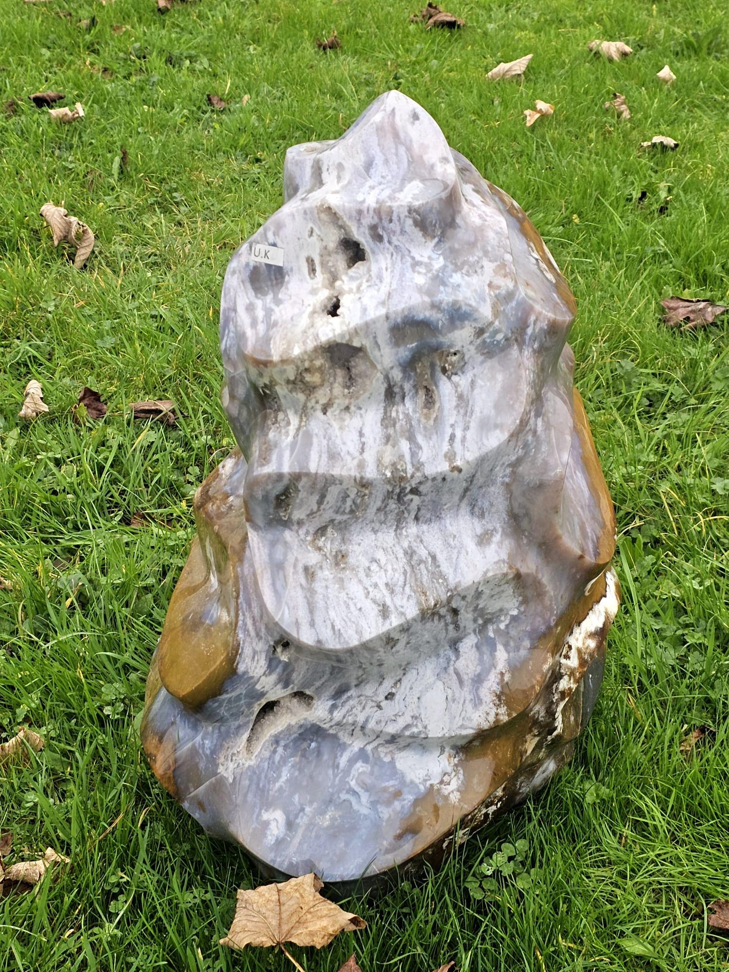 Decorative large Ocean Jasper flame crystal for luxury interiors