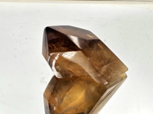 Hand-polished natural Citrine crystal prism from Madagascar with golden hues, 137g