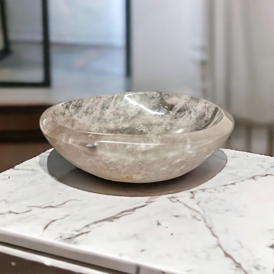 Premium large clear quartz crystal bowl unique home decor