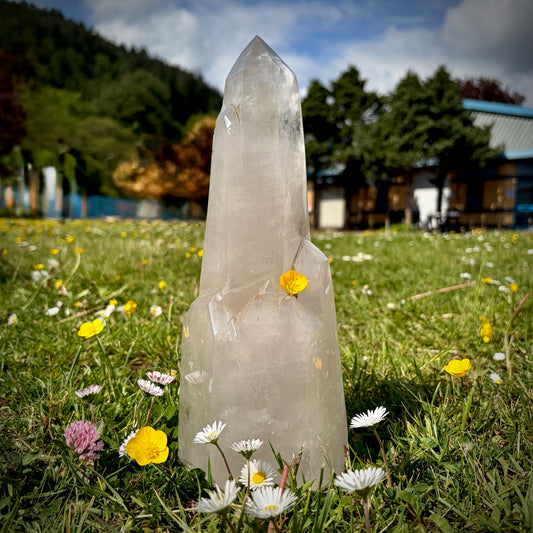 XL Polished Clear Quartz Tower | Statement Crystal Obelisk