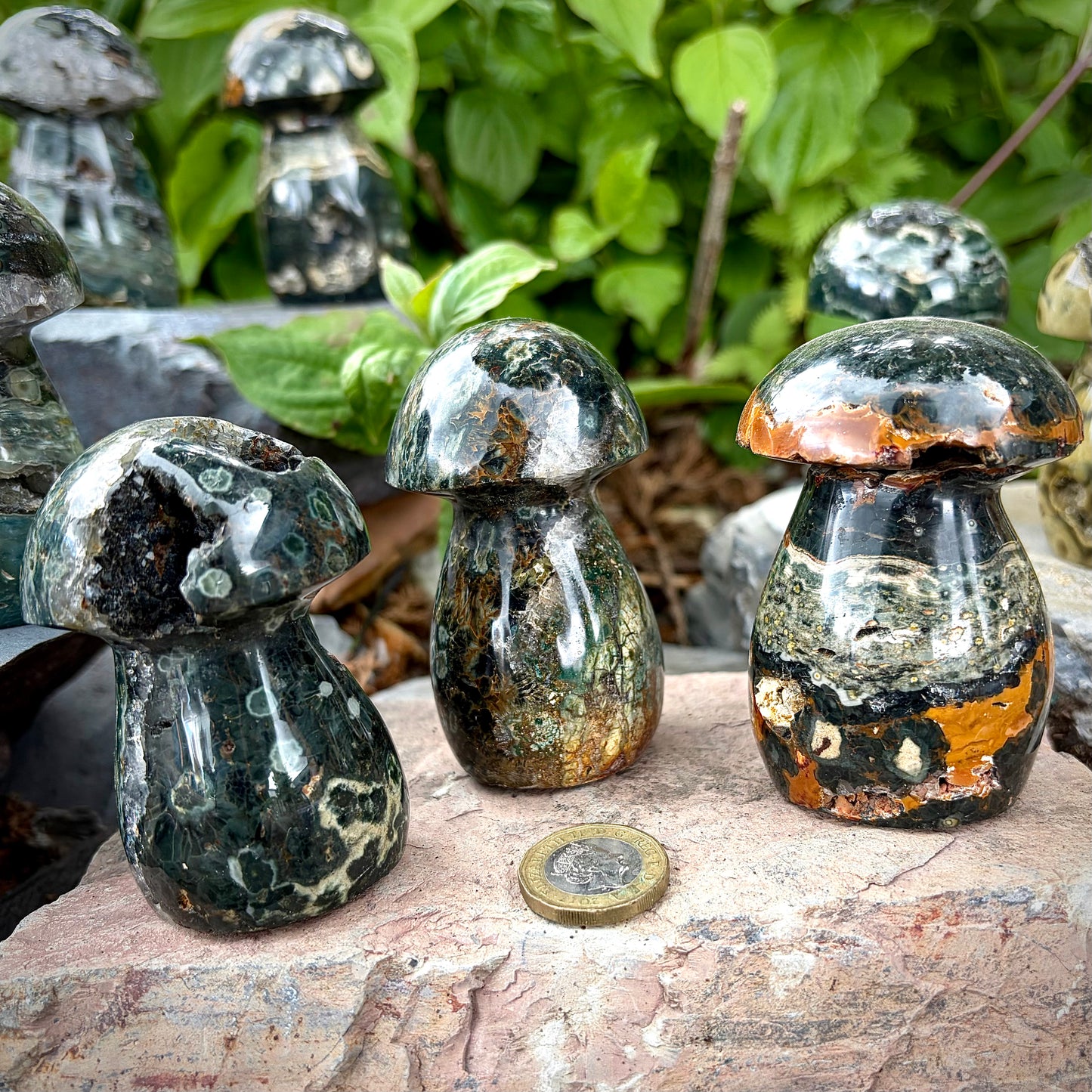 Ocean Jasper Carved Mushrooms | Intuitive Collective Selection
