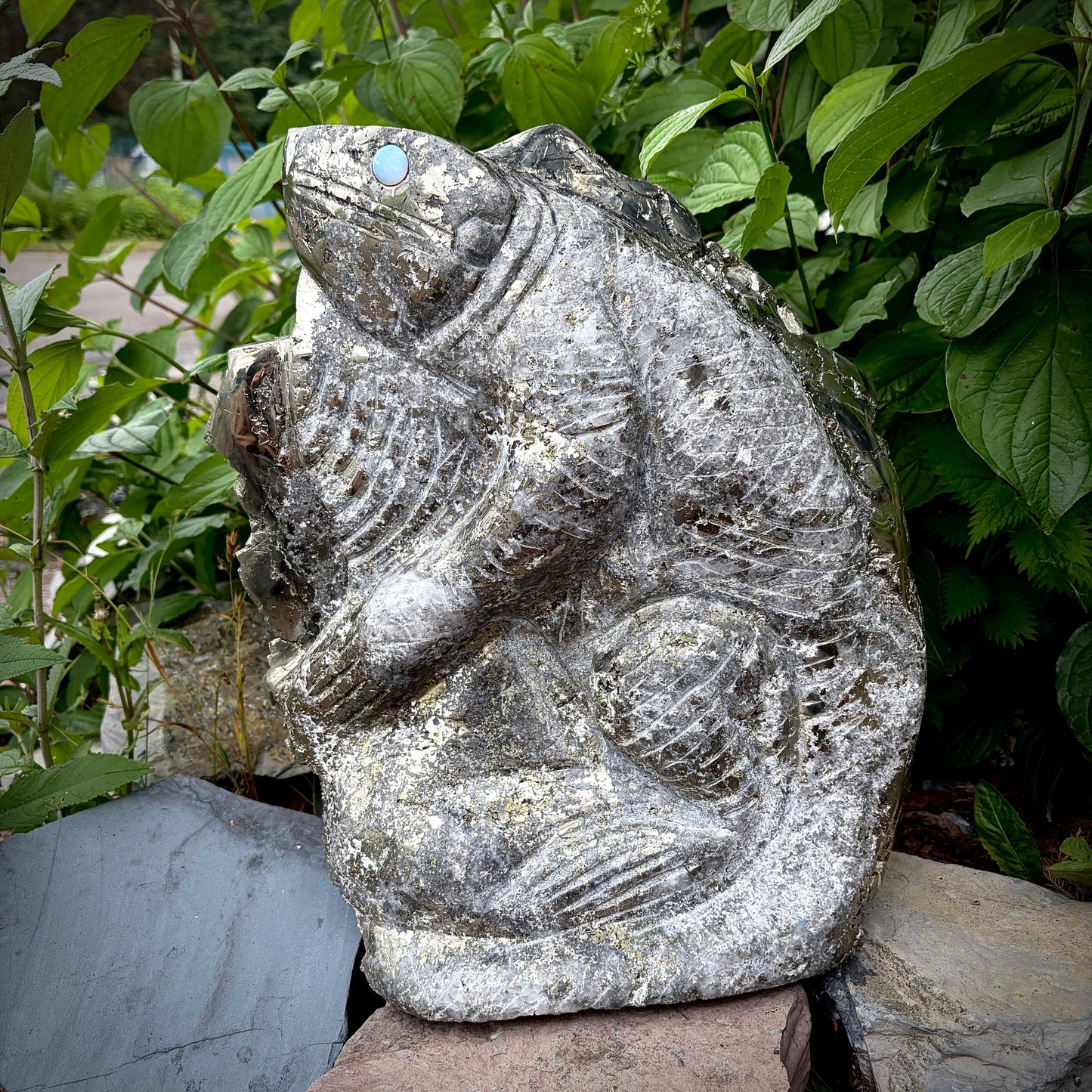 XXL Hand-Carved Pyrite & Quartz Iguana / Lizard Crystal Sculpture | Interior Design Piece | 18.95KG