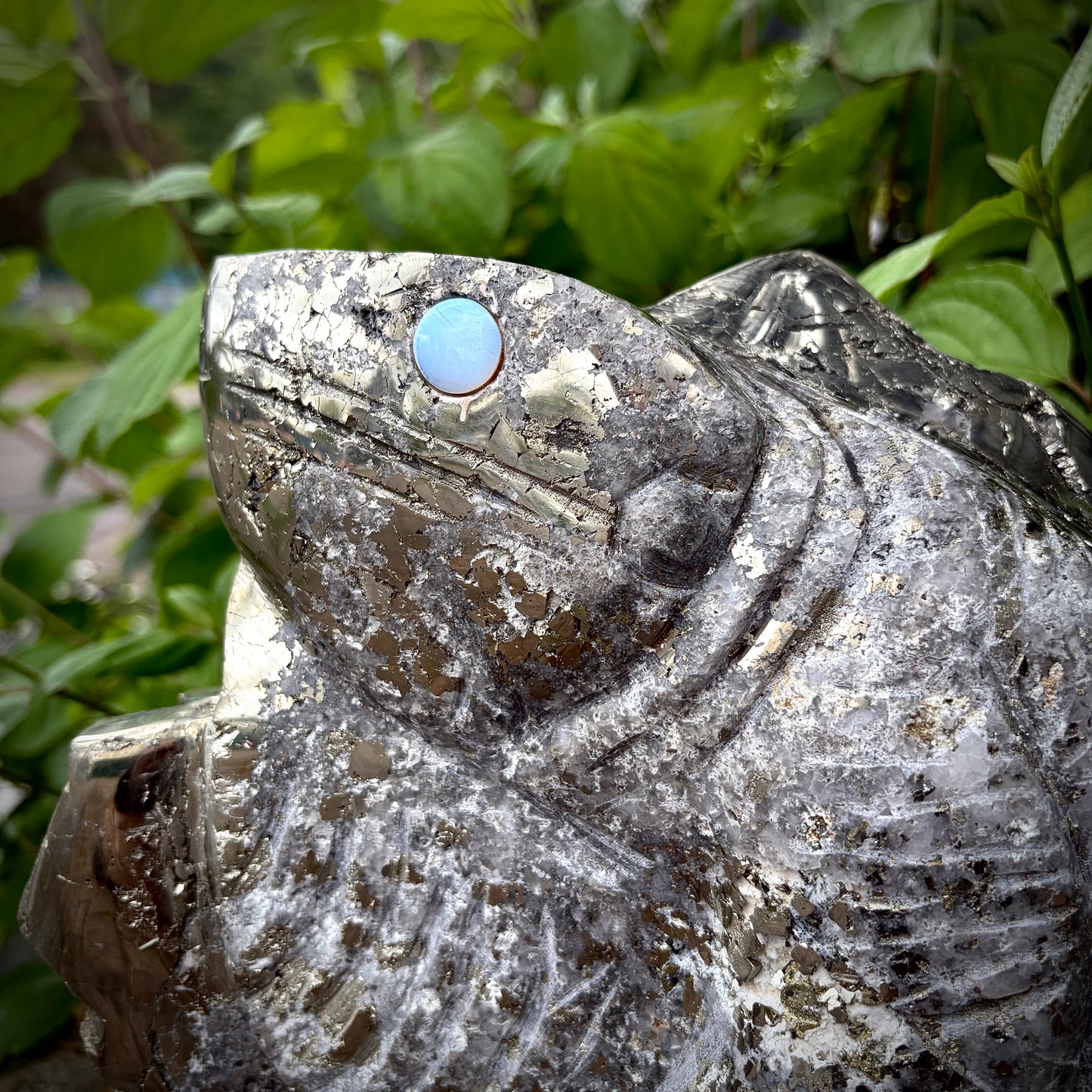 XXL Hand-Carved Pyrite & Quartz Iguana / Lizard Crystal Sculpture | Interior Design Piece | 18.95KG