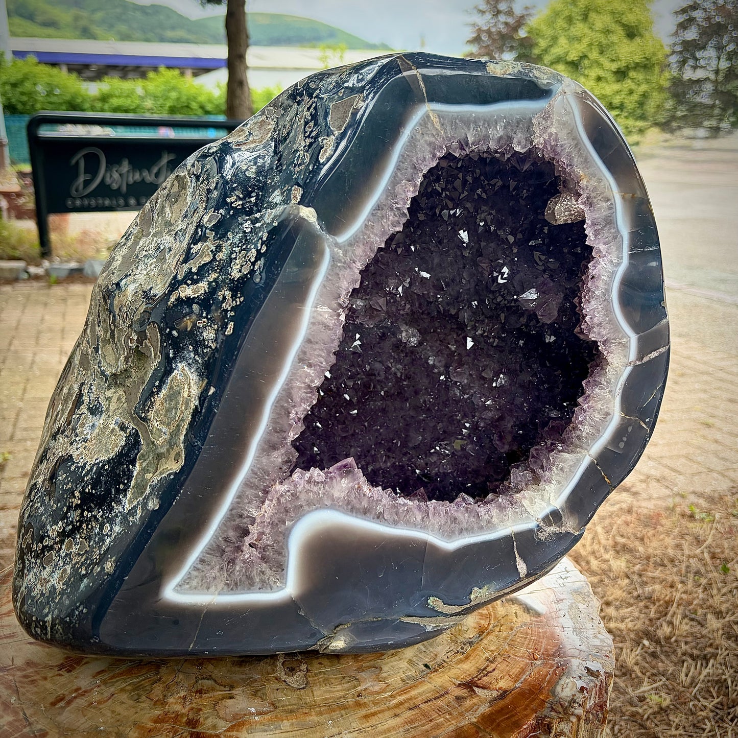 Large Amethyst Crystal Bowl / Geode with Agate Banding | Interior Design Piece | 19KG