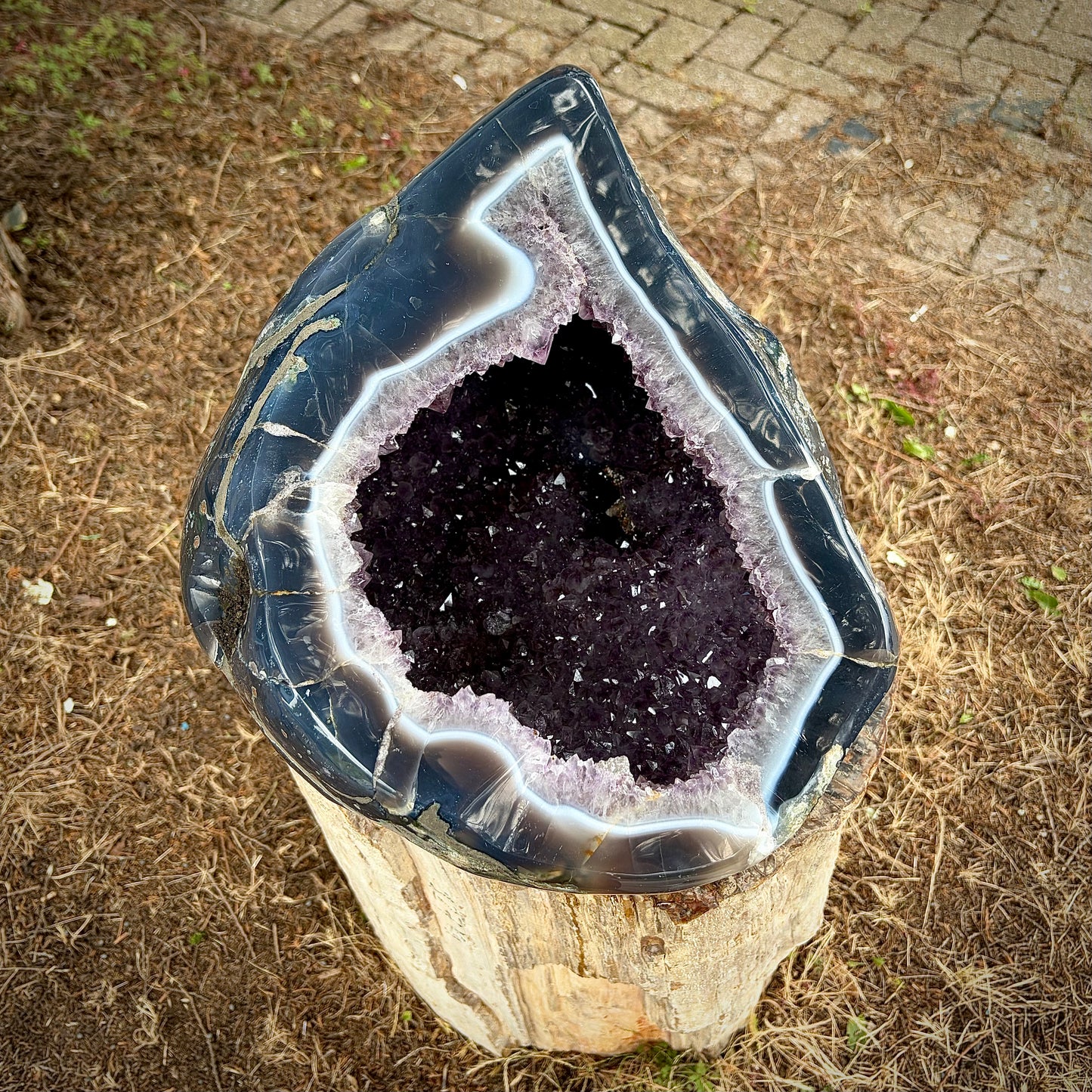 Large Amethyst Crystal Bowl / Geode with Agate Banding | Interior Design Piece | 19KG