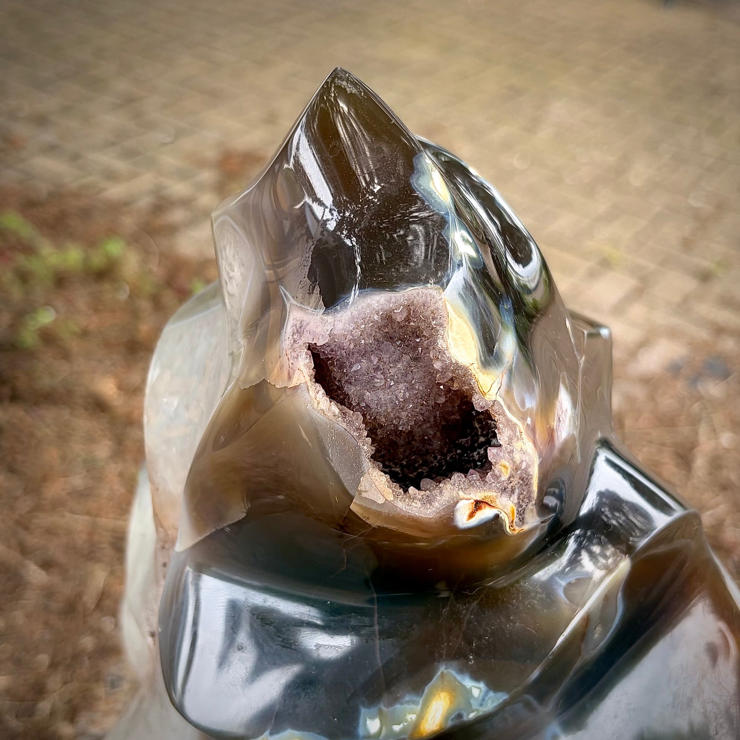 XL Hand-Carved Agate and Amethyst Flame Sculpture | 19.49KG