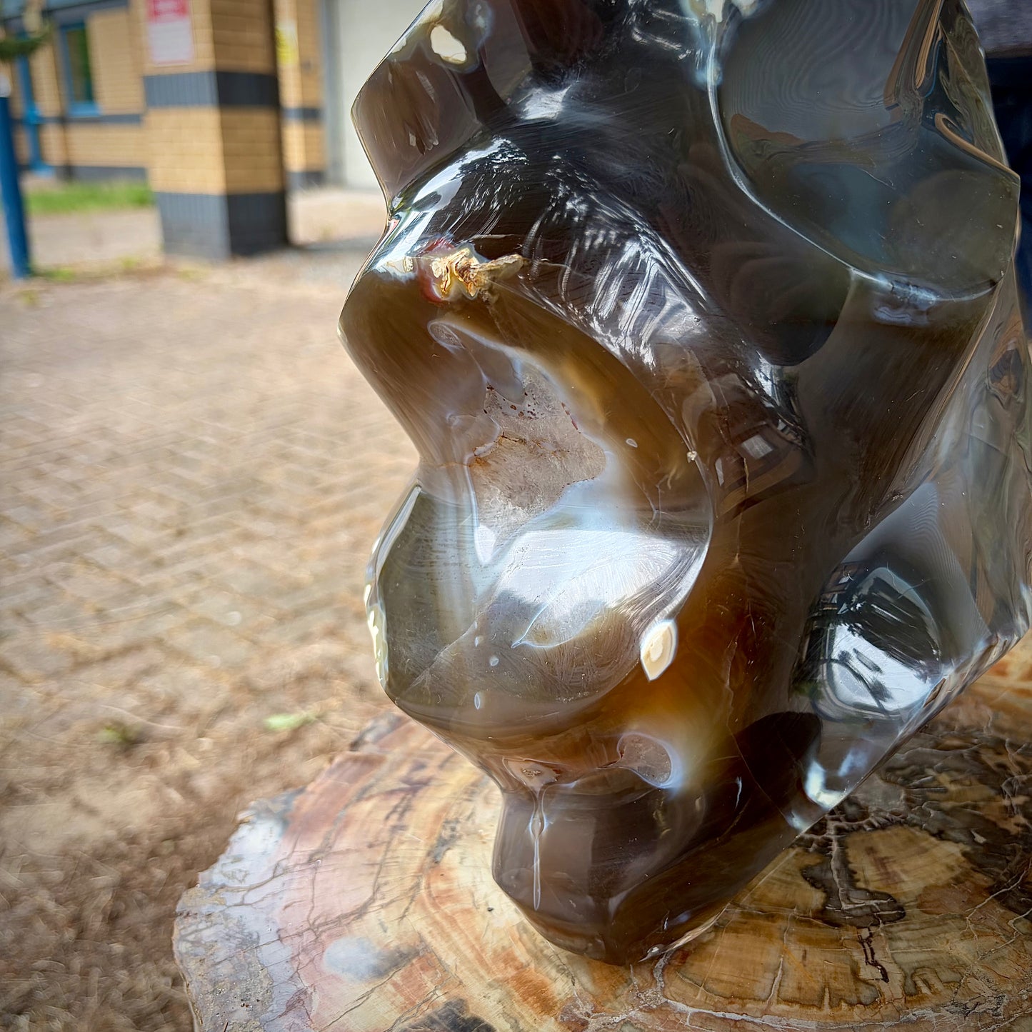 XL Hand-Carved Agate and Amethyst Flame Sculpture | 19.49KG