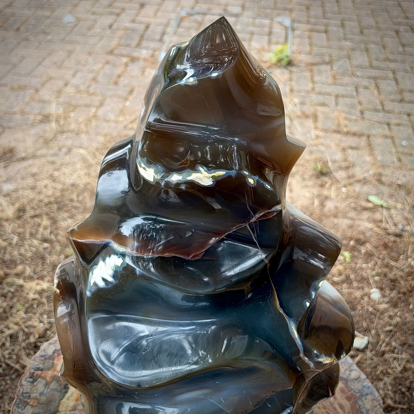 XL Hand-Carved Agate and Amethyst Flame Sculpture | 19.49KG