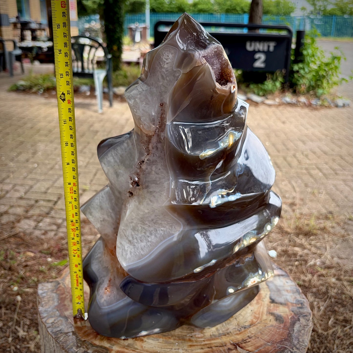 XL Hand-Carved Agate and Amethyst Flame Sculpture | 19.49KG