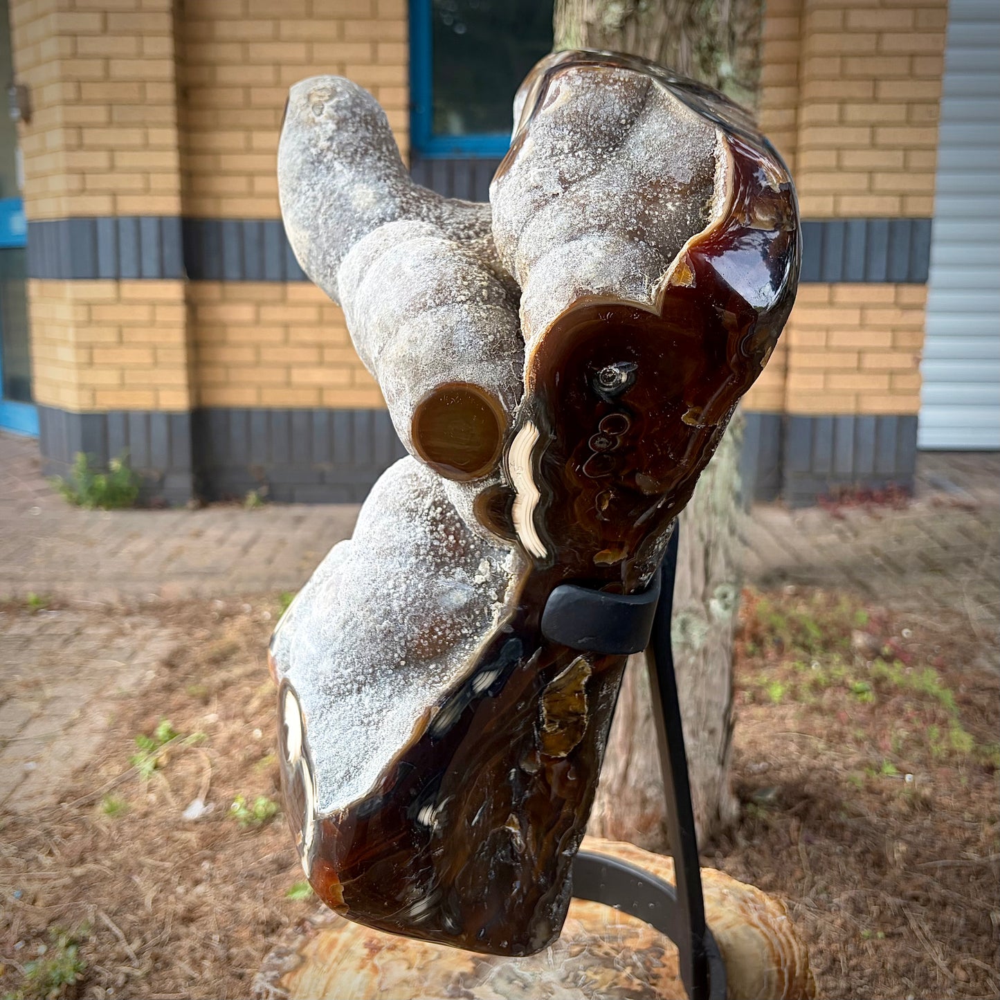Large Agate Stalactite Sculptural Freeform on Custom Stand | 29.7KG
