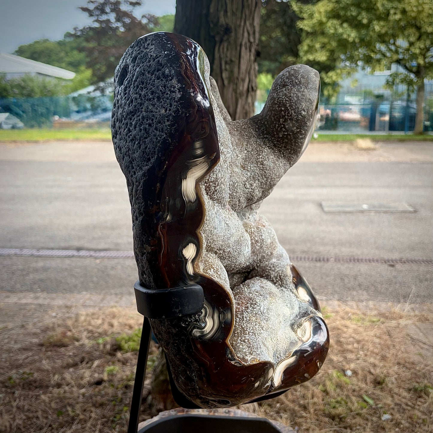 Large Agate Stalactite Sculptural Freeform on Custom Stand | 29.7KG