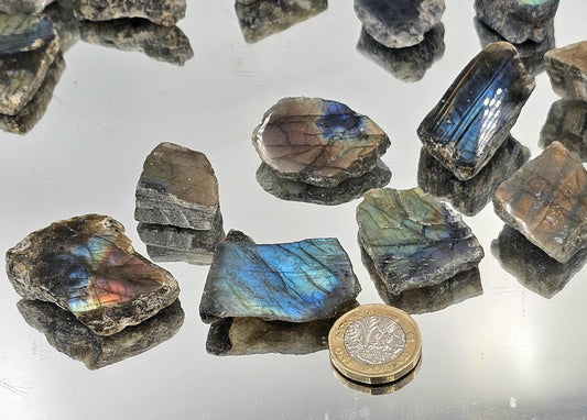 Labradorite slices, ideal for crystal collections or decorative use