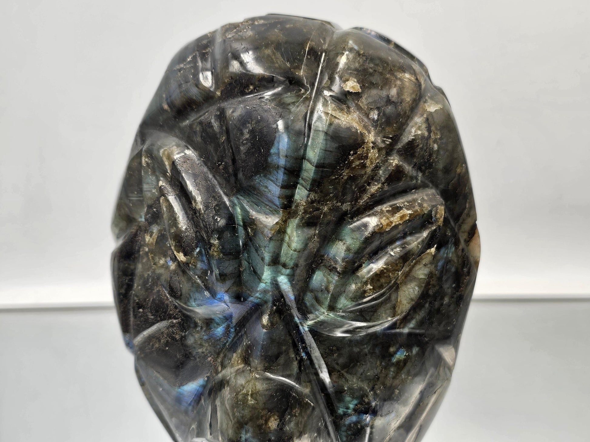 Large Labradorite crystal face, artisan-crafted with unique flash