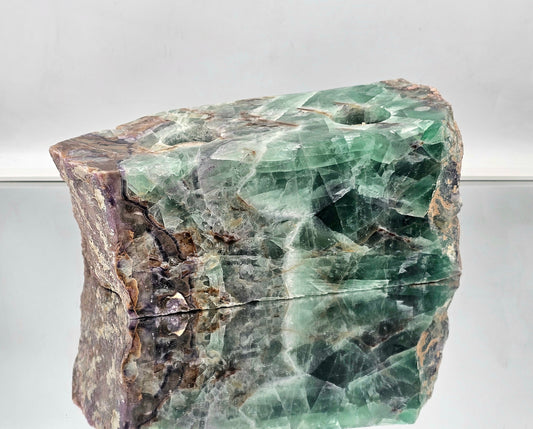 Large Namibian Green Fluorite Crystal Candle Holder