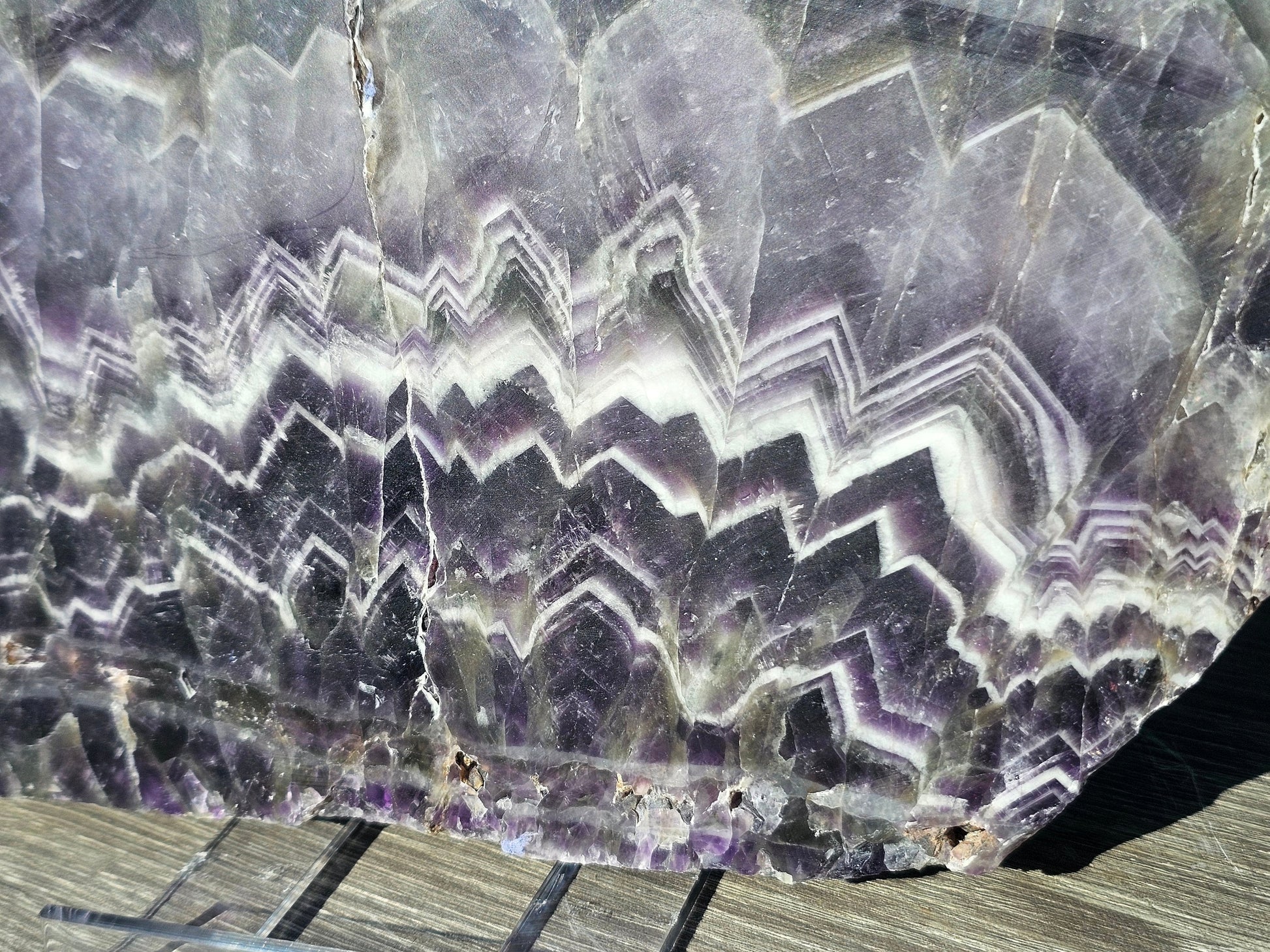 Large chevron amethyst slice
