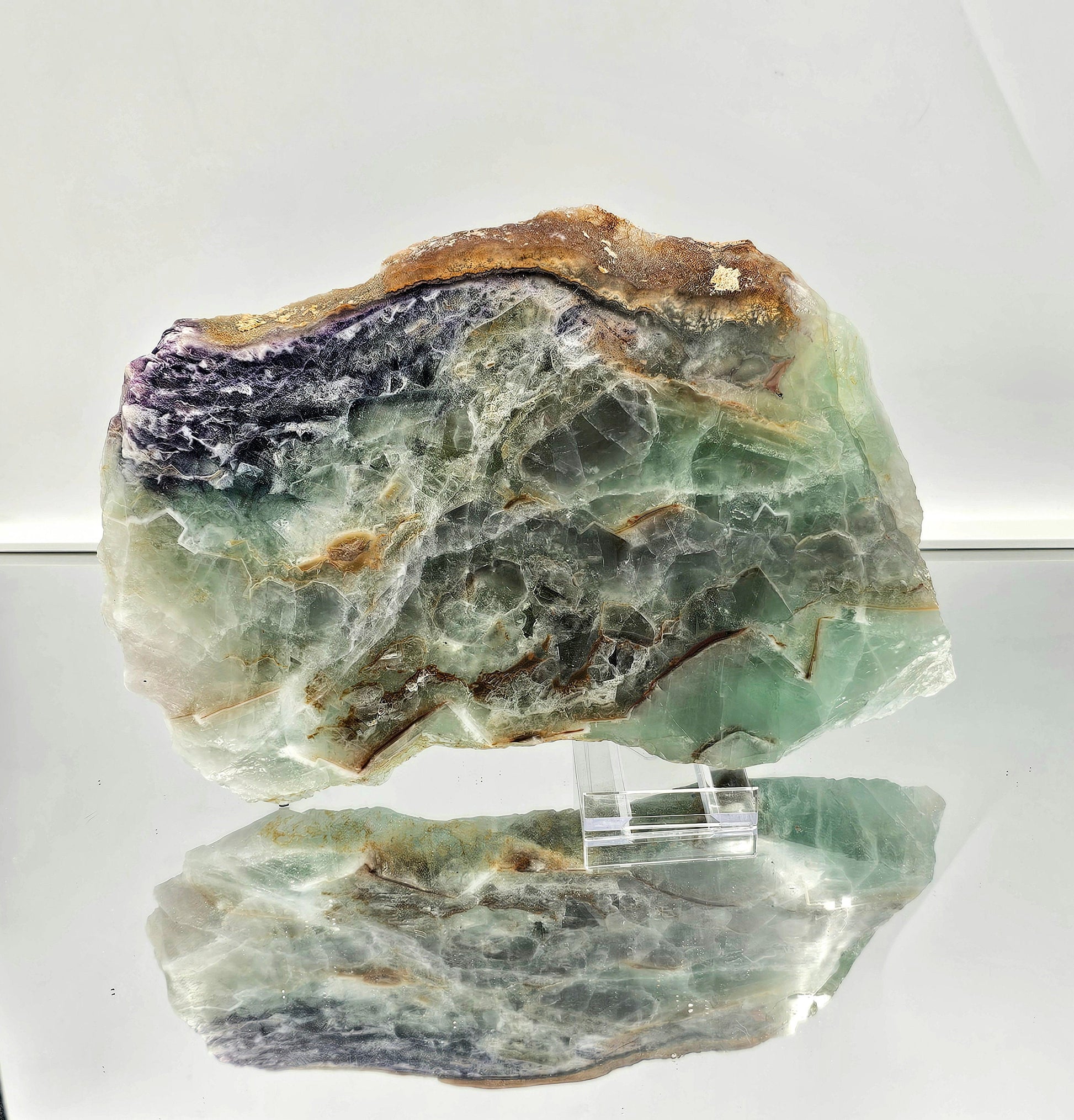 Large fluorite crystal slice 