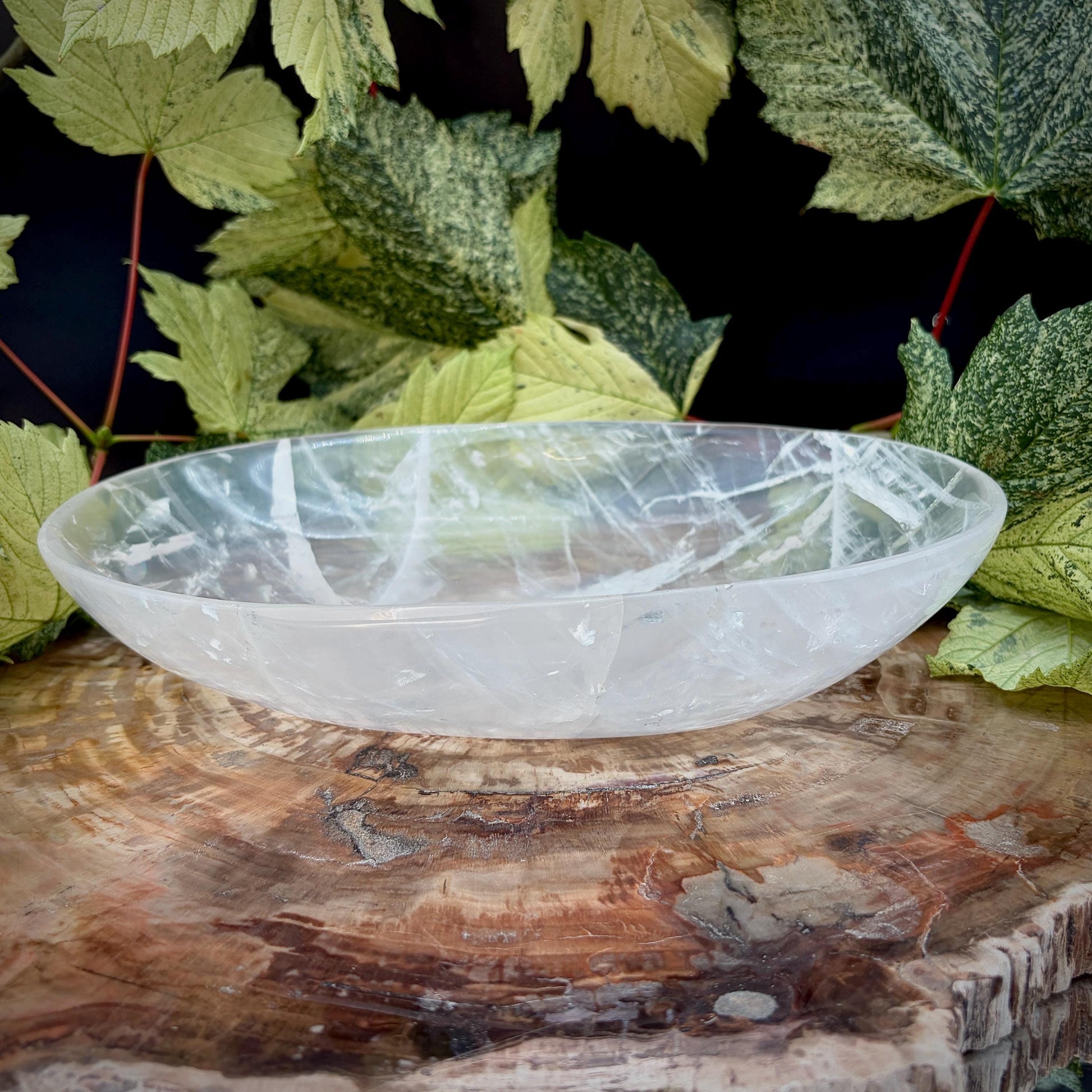 Madagascan Clear Quartz crystal bowl hand carved and polished