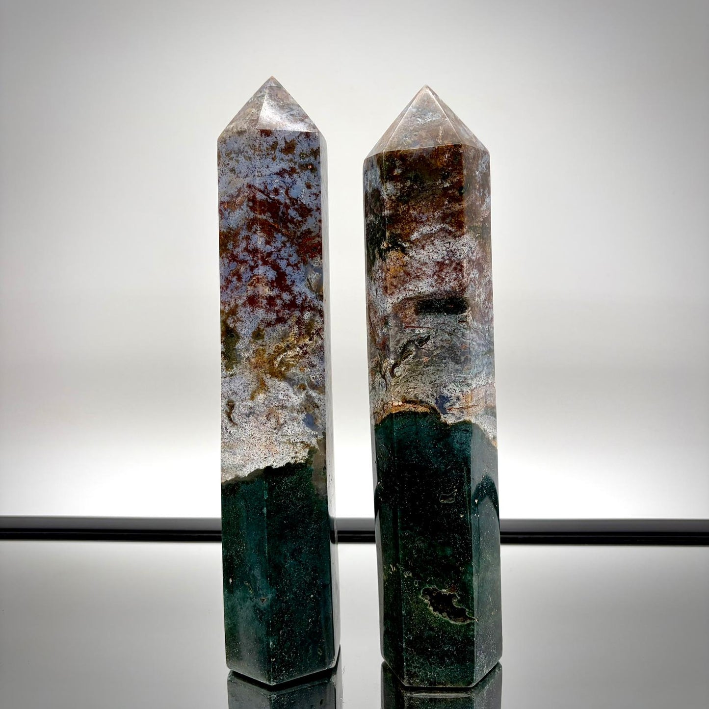 Ocean Jasper Tower Pair – Matching Crystal Decor #1
