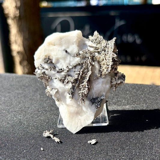 Natural Native Silver on Calcite Matrix | Collectors Mineral Specimen (B1 #4)