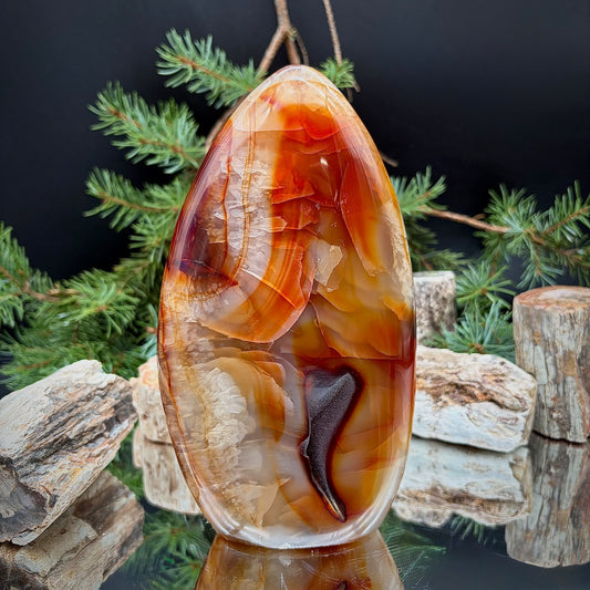 Carnelian with Quartz Freeform | 1.65kg Polished Crystal | Large Natural Mineral Statement Piece (#3)